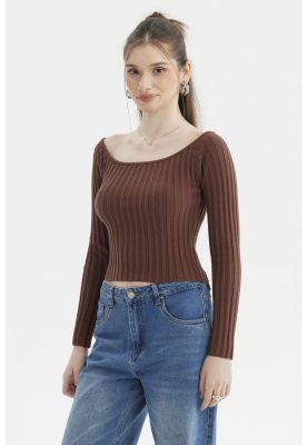 Imagen 2 del producto Sweater Mujer Bardot Crop Café Oscuro