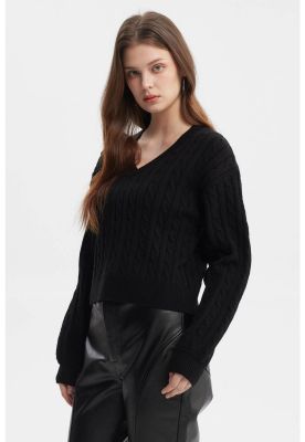 Imagen 2 del producto Sweater Mujer Cuello V Lisos Negro