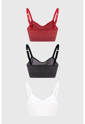 Imagen 2 del producto Sostén Mujer Tripack Juvenil Recogido Rojo