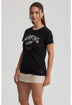 Imagen 2 del producto Polera Mujer Gráfica Roll Up Negro / Blanco