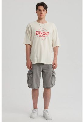 Polera Hombre Texto Frontal Beige