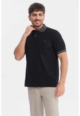Imagen 2 del producto Polera Hombre Slim Cuello Camisero Negro - ll