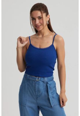 Peto Mujer Encaje Crop Azul