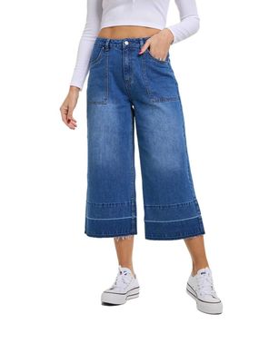 Jeans Mujer Culotte Degrade Azul