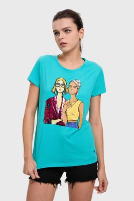 Imagen 2 del producto Polera Mujer Básica Print Aqua