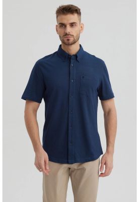 Camisa Hombre Piqué Con Bolsillo Azul Marino