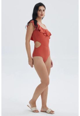 Imagen 2 del producto Traje De Baño Mujer Entero Con Vuelo Terracota