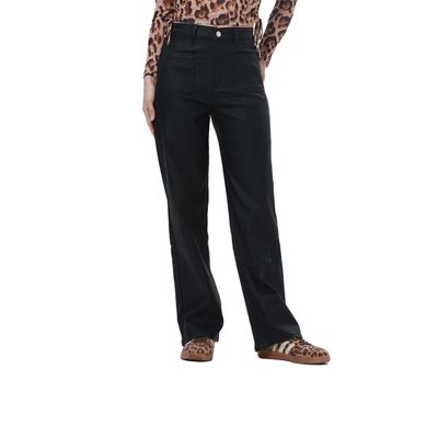 Jeans Mujer Engomado Calce Recto Negro