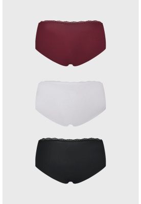 Imagen 2 del producto Calzón Mujer Tripack Pantaleta Detalle Encaje Café