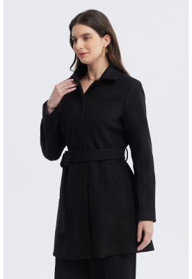 Imagen 2 del producto Abrigo Mujer Slim Cuello Camisero Negro