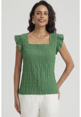 Blusa Mujer Manga Con Vuelos Verde