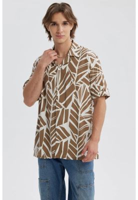 Camisa Hombre Full Print Beige - ll