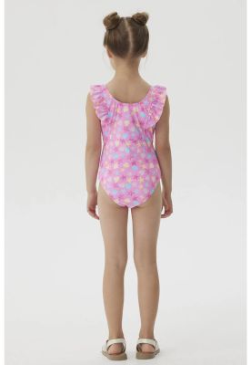 Imagen 2 del producto Traje De Baño Niña Con Vuelos Delantero Fucsia