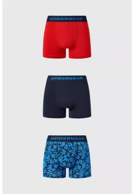 Bóxer Hombre Tripack Liso Azul - VII