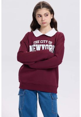 Polerón Niña Print Posicional Burdeo