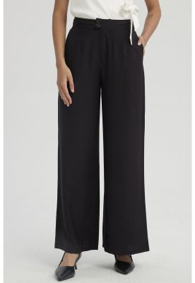 Pantalón Mujer Palazzo Con Bolsillo Negro