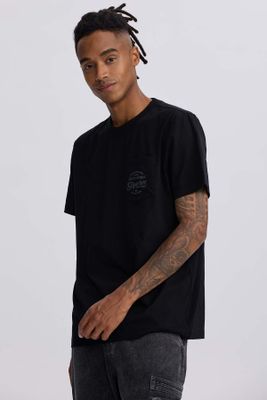 Polera Hombre Bolsillo Contraste Negro