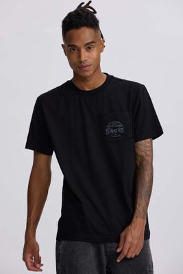 Imagen 2 del producto Polera Hombre Bolsillo Contraste Negro