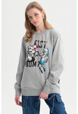 Polerón Mujer Mickey Gris Melange