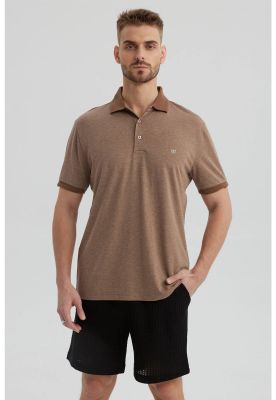 Polera Hombre Con Contraste Beige