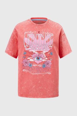 Polera Niña Oversize Larga Coral