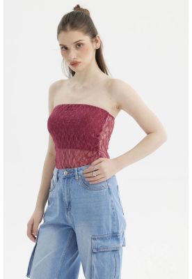 Imagen 2 del producto Polera Mujer Ajustado Encaje Magenta