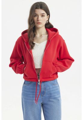 Imagen 1 del producto Polerón Mujer Zipper Crop Rojo