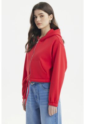 Imagen 2 del producto Polerón Mujer Zipper Crop Rojo