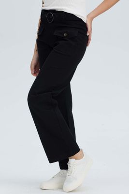 Imagen 2 del producto Pantalón Mujer Con Cinturón Y Bolsillos Negro