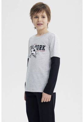 Imagen 2 del producto Polera Niño Básica Print Gris Melange Claro - ll