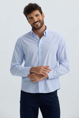 Imagen 2 del producto Camisa Hombre Rayas Celeste