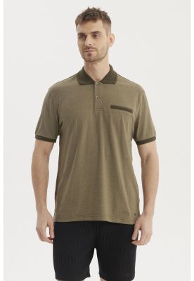 Imagen 1 del producto Polera Hombre Cuello Polo Jacquard Verde Oliva