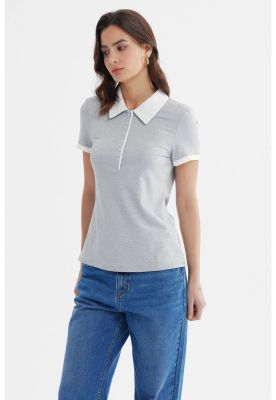 Imagen 2 del producto Polera Mujer Media Pata Botón Gris