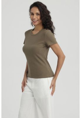 Imagen 2 del producto Polera Mujer Básico Lisa Verde Olivo