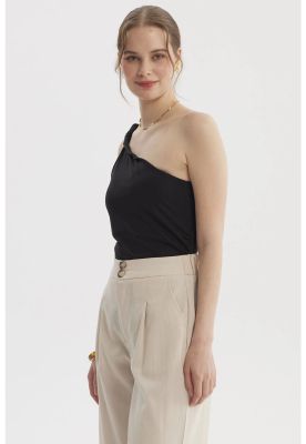 Imagen 2 del producto Polera Mujer Asimétrico Nudo Con Hombro Negro