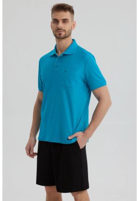 Imagen 2 del producto Polera Hombre Piqué Básica Lisa Turquesa - lll