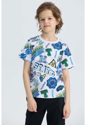 Polera Niño Full Print Blanco