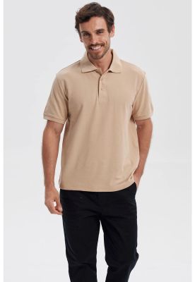 Polera Hombre Pique Básica Lisa Kaki