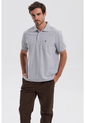 Polera Hombre Pique Básica Lisa Gris Melange IV