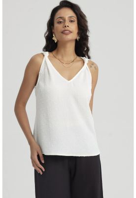 Blusa Mujer Nudo En Hombros Crudo