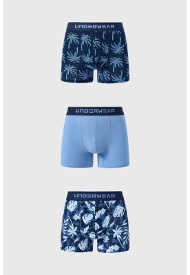Bóxer Hombre Tripack Liso Azul