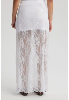 Imagen 2 del producto Falda Mujer Larga Encaje Cinturón Blanco
