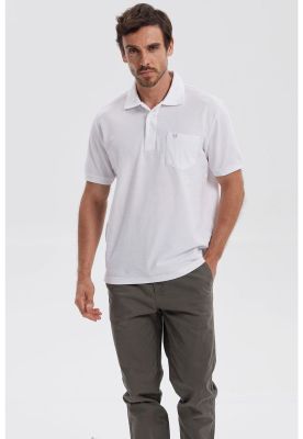 Polera Hombre Pique Básica Lisa Blanco V