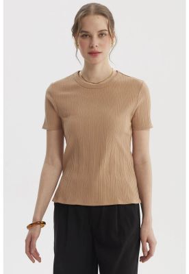 Imagen 1 del producto Polera Mujer Lisa Rib Beige Oscuro