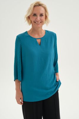 Blusa Mujer Blusa Crep Plumetti Turquesa