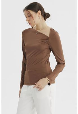 Imagen 2 del producto Polera Mujer Asimétrico Café