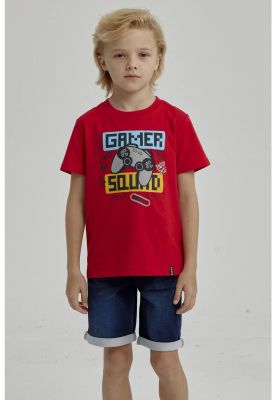 Polera Niño Básica Estampada Rojo - V