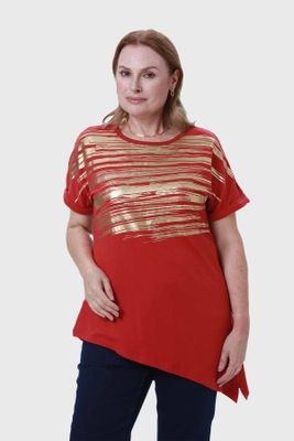Polera Mujer Estampado Rojo