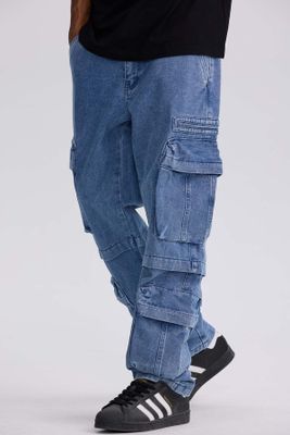 Jeans Hombre Doble Cargo Azul Claro