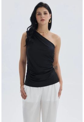 Polera Mujer Con Botones Negro